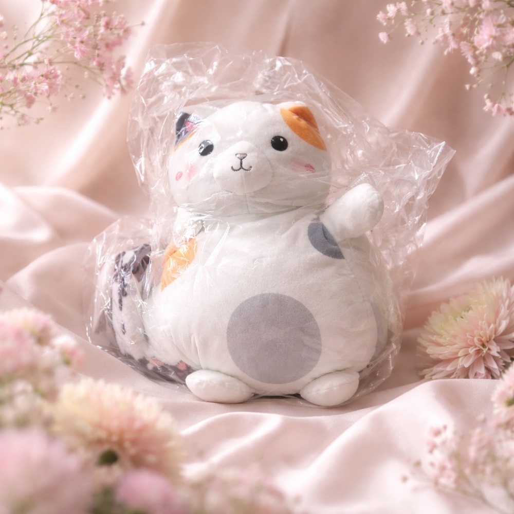 Plush Cat Pillow and Blanket White, Gray, Orange